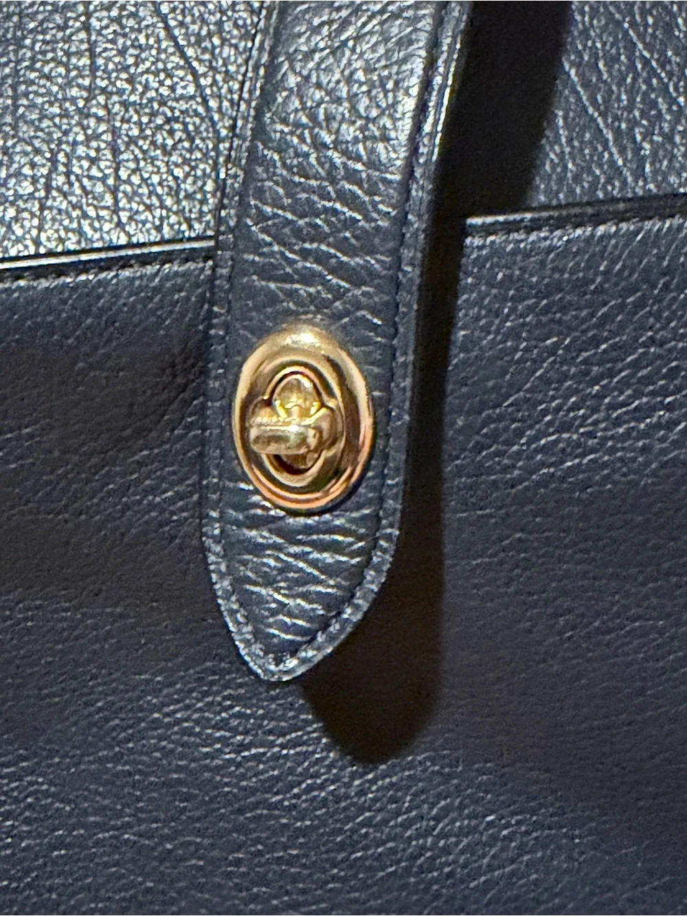 Coach Navy Pebbled Leather Satchel with Convertible Strap